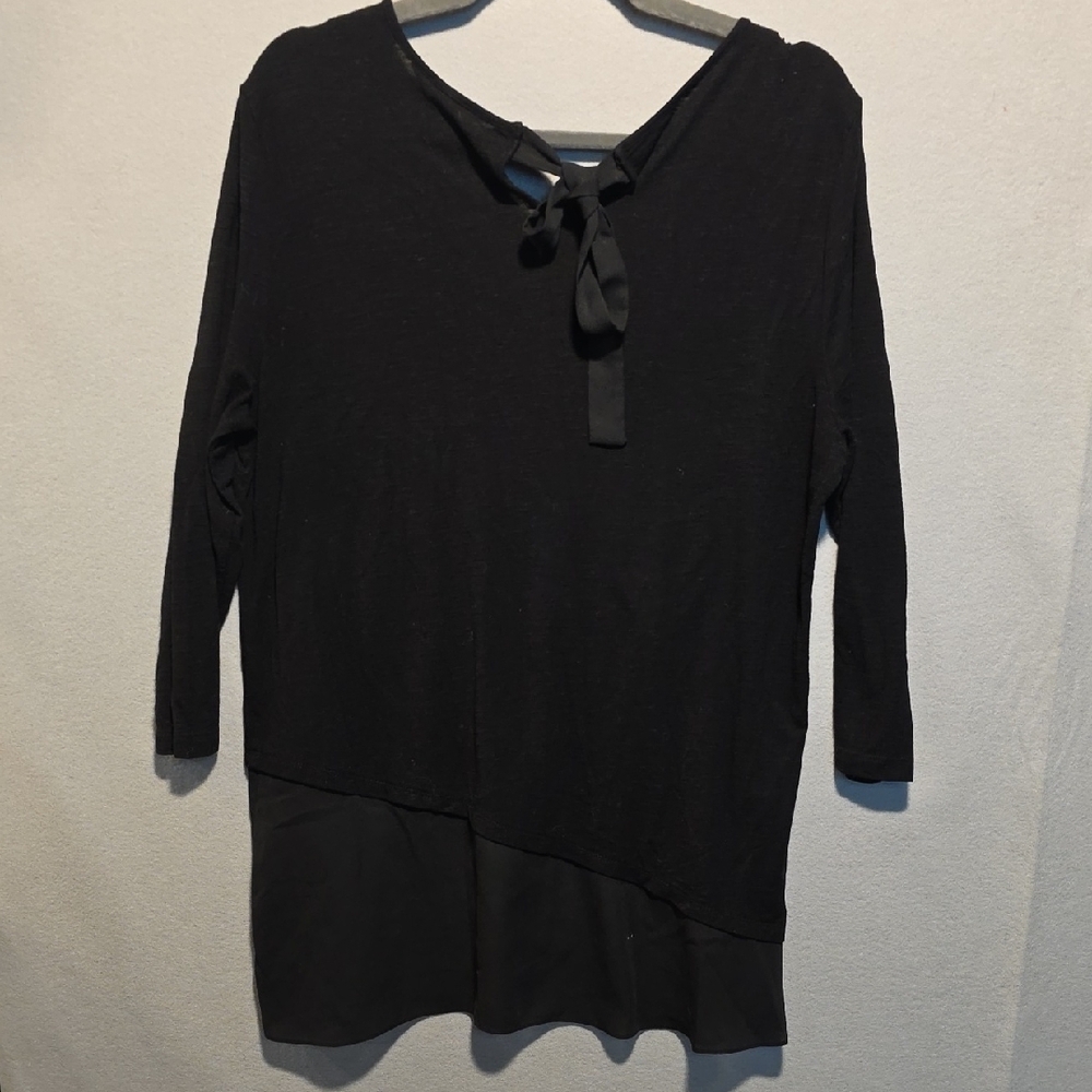 Ellen Tracy Black Long Sleeve Top Sheer Bottom Size Large - Picture 6 of 6